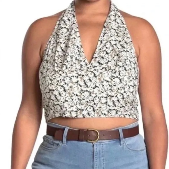 Abound Floral Daisy Print Halter Top SZ 4X - Picture 1 of 5